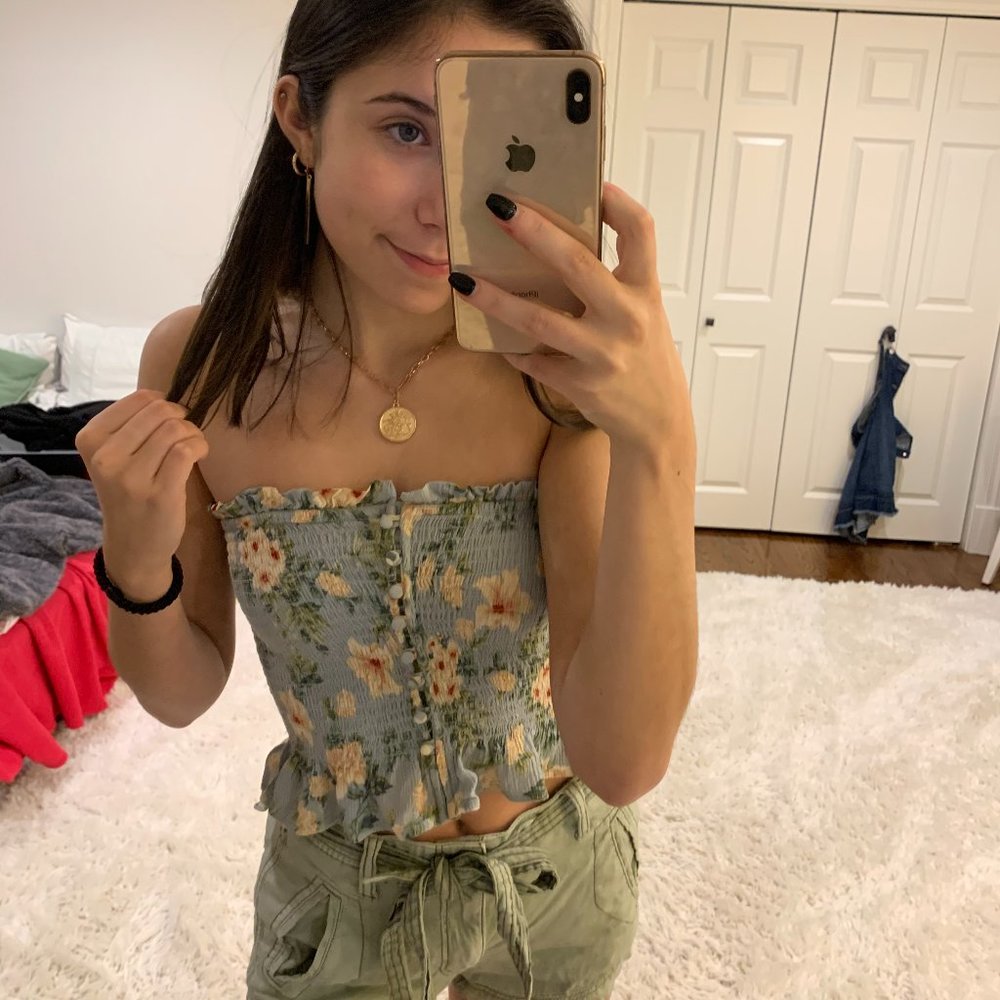 Floral Ripped Tube Top - Picture 2 of 3